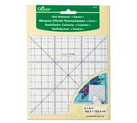 Clover Hemmer quadrato a caldo, righello resistente al calore per ferro da stiro a secco e a vapore, blocchi trapuntati, orlo, 6 x 6 152,4 x 152,4 mm, bianco