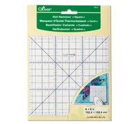 Clover Orlo quadrato a caldo, righello resistente al calore per ferro da stiro a secco e a vapore, blocco trapuntato, orlatura, 6 x 6 152,4 x 152,4 mm, bianco