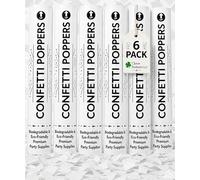 Clover Products LLC 12 cannoni per coriandoli biodegradabili, confezione da 6, bianchi, per matrimoni, compleanni ed eventi. Alimentati ad aria compressa, sicuri e facili da usare.