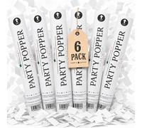 Clover Products LLC 12 cannoni per coriandoli biodegradabili, confezione da 6, bianchi, per matrimoni, compleanni ed eventi. Alimentati ad aria compressa, sicuri e facili da usare.