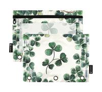 Clover Shamrocks Buffalo Plaid St.Patrick's 3 anelli raccoglitore matita astuccio con cerniera 2 Pack riciclato Storage Bag Forniture di cancelleria