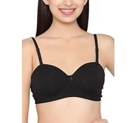 Clovia Reggiseno a balconcino da donna in cotone, leggermente imbottito, non si stira, casual, Blackone, 3B