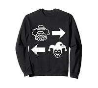 Clown a Sinistra Joker a Destra Fun Party Design Felpa