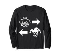 Clown a Sinistra Joker a Destra Fun Party Design Maglia a Manica