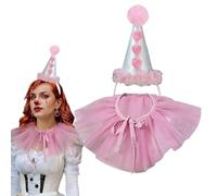 Clown Collar Ruffle - Cosplay Hairband With Collar, 2-Piece Halloween Set | Free Size & 55g | Breathable Mesh & Polyester Fabric | 2-Piece Vintage Clown Hat Headband & Neck Ruffle Collar Set