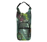 Clown dai capelli verdi con una motosega nella mano sinistra e un coltello nella sua destra. Borsa a tracolla per bottiglia d'acqua pieghevole per escursionismo, adatta per bottiglie da 570 g, 680 g,