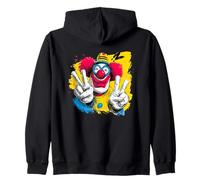 Clown Doppia Pace Retro Pop Personaggio Grafico Gesto Felpa con Cappuccio