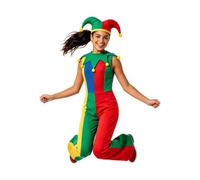 Clown Outfit Funny Color Blocking - Cosplay Costume with Hat Carnival Party | Carnival Clothing Party Props for Stage Masquerade Carnival | Prom Holiday Celebration Clown Outfit Funny Color Blocking with
