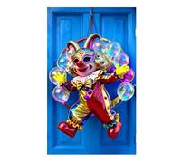 Clown, striscione per porta, carnevale, decorazione per carnevale, clown, circo, feste, da appendere, per la casa, per la finestra, per la porta, per carnevale, feste, 180 x 90 cm (03)