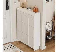 CLoxks Cassapanca Scarpiera da Ingresso, Scarpiera Legno Bianco, Mobiletto Ingresso Salvaspazio, Scarpiera con Ante, con 3 Cassetti Ribaltabili, per Casa o Ufficio (l: 17cm/24cm)
