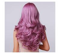 CLoxks Parrucche lunghe onde del corpo viola sintetiche, parte laterale per cosplay, feste, lolita, parrucche in fibra per cosplay, feste, carnevale