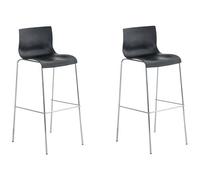 CLP 2 Sgabelli Alti Hover in Polipropilene I Set 2 Sgabelli Bar Design I Sedie Sgabello con Schienale, Colore:Nero, Colore del Telaio:Cromo