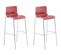 CLP 2 Sgabelli Alti Hover In Polipropilene I Set 2 Sgabelli Bar Design I Sedie Sgabello Con Schienale, Colore:rosso, Colore del telaio:cromo