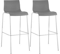 CLP 2 Sgabelli Alti Hover In Polipropilene I Set 2 Sgabelli Bar Design I Sedie Sgabello Con Schienale, Colore:grigio, Colore del telaio:cromo