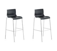 CLP 2 Sgabelli Alti Hover in Polipropilene I Set 2 Sgabelli Bar Design I Sedie Sgabello con Schienale, Colore:Nero, Colore del Telaio:Cromo