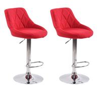 CLP 2x Sgabelli Design Lazio In Tessuto I Sedie Cucina Girevoli E Regolabili 83-104 CM Con Poggiapiedi, Colore:rosso