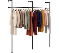 CLP Appendiabiti a Parete Merton, Design Industriale, Barra Guardaroba con Ancoraggio a Parete e Supporti a Pavimento per Cabina Armadio, Fino a 200 kg, Dimensione:190 cm