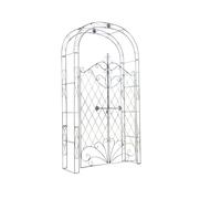 CLP Arco per Piante Rampicanti Melissa con Cancello in Ferro I Pergolato per Fiori con Porta Romantico Nostalgico, Colore:Bronzo