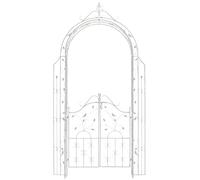 CLP Arco Per Rampicanti Grenada Con Cancello I Arco Pergolato Fiori E Piante Rampicanti Giardino Rustico I Supporto Piante In Ferro, Colore:antico bianco