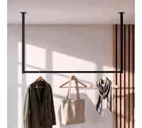 CLP Asta appendiabiti per soffitto e parete Fenton, per ingresso, camera da letto e cabina armadio in metallo nero, Dimensione:100x60 cm