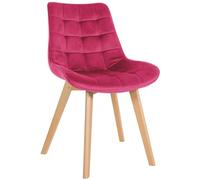 CLP Brook Chair I Sedia da pranzo con motivo trapuntato su rivestimento in velluto I Struttura in legno a quattro piedi, Colore:rosso