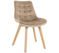 CLP Brook Chair I Sedia da pranzo con motivo trapuntato su rivestimento in velluto I Struttura in legno a quattro piedi, Colore:marrone
