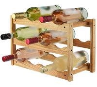 CLP Cantinetta Portabottiglie Morena in Legno di Noce per 12 Bottiglie I Mobiletto per Vino Design, Colore:Noce