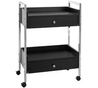 CLP Carrello Multiuso di Lusso I Carrello Multiuso su rotelle I Carrello con Due cassetti e Ripiani, Colore:Nero