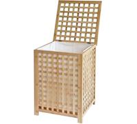 CLP Cesto portabiancheria Lenca per bucato, Sacco 90 L Lavabile e Removibile, Telaio in Bambu per Bagno | Colore Natura