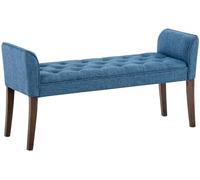 CLP Chaise Longue Cleopatra in Tessuto Chesterfield Imbottita I Panca Fondo Letto Panchina Interno Gambe in Legno 130x40 CM, H 65 CM, Colore:Blu, Colore del Telaio:Antico Scuro