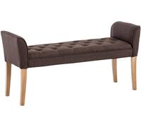 CLP Chaise Longue Cleopatra In Tessuto Chesterfield Imbottita I Panca Fondo Letto Panchina Interno Gambe In Legno 130x40 CM, H 65 CM, Colore:marrone, Colore del telaio:antico chiaro