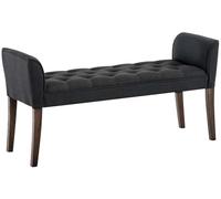 Chaise Longue Cleopatra in Tessuto Chesterfield Imbottita I Panca Fondo Letto Panchina Interno Gambe in Legno 130x40 CM, H 65 CM, Colore:Grigio Scuro, Colore del Telaio:Antico Scuro