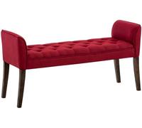 Chaise Longue Cleopatra in Tessuto Chesterfield Imbottita I Panca Fondo Letto Panchina Interno Gambe in Legno 130x40 CM, H 65 CM, Colore:Rosso, Colore del Telaio:Antico Scuro