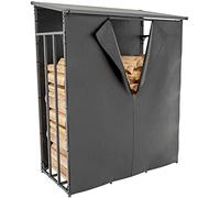 CLP Copertura per Scaffale Portalegna Ruston I Resistente E Impermeabile con Cerniera Lampo I Colore NeroI, Dimensione:M