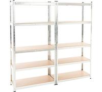 CLP Doppio Scaffale Magazzino Alta Portata 875 kg I 2X Scaffali Robusti in Metallo Zincato 90x40x180-5 Ripiani I Scaffalatura Garage, Colore:Argento