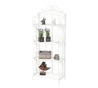 CLP Étagère In Ferro Richiudibile Antje I Scaffale Rustico Cucina 4 Ripiani I Scaffale Espositore Shabby Chic Per Piante E Fiori, Colore:bianco