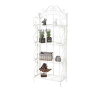 CLP Étagère in Ferro Richiudibile Antje I Scaffale Rustico Cucina 4 Ripiani I Scaffale Espositore Shabby Chic per Piante E Fiori, Colore:Antico Bianco