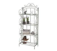 CLP Étagère in Ferro Richiudibile Antje I Scaffale Rustico Cucina 4 Ripiani I Scaffale Espositore Shabby Chic per Piante E Fiori, Colore:Antico-Verde