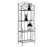 CLP Étagère In Ferro Verniciato Arona I Scaffale Espositore Cucina Richiudibile I Scaffale Salvaspazio 4 Ripianti I Scaffale Deco Shabby, Colore:nero