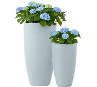CLP Fioriera Grande, Set di 2 per Esterno e Interno, fioriera Rotonda XXL per Esterno, Resistente al Gelo in Look Pietra, a Prova di Inverno, Colore:Grigio