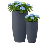 CLP Fioriera Grande, Set di 2 per Esterno e Interno, fioriera Rotonda XXL per Esterno, Resistente al Gelo in Look Pietra, a Prova di Inverno, Colore:Antracite