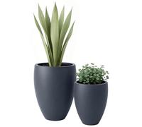 CLP Fioriera Grande, Set di 2 per Esterno e Interno, fioriera Rotonda XXL per Esterno, Resistente alle intemperie in Look Pietra, Colore:Antracite