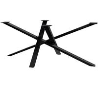 CLP Gambe del Tavolo in Metallo Nero Finney, Guide per tavoli da Pranzo Fai da Te, in Acciaio Verniciato a Polvere, Altezza 72 cm, Colore:Nero, Dimensione:180x80x72 cm