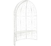 CLP Gazebo da giardino semirotondo in ferro Rosie, con panca stile Art Nouveau nostalgico, supporto per piante rampicanti e rose | Colore bianco