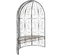 CLP Gazebo da giardino semirotondo in ferro Rosie, con panca stile Art Nouveau nostalgico, supporto per piante rampicanti e rose | Colore bronzo