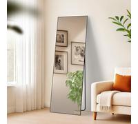 CLP Grande Specchio Benicia, Specchio da appoggio e Specchio da Parete in Un Unico Elemento, Specchio a Figura Intera con Cornice in Metallo, Colore:Nero Opaco, Dimensione:150x50 cm