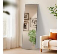 CLP Grande Specchio Benicia, Specchio da appoggio e Specchio da Parete in Un Unico Elemento, Specchio a Figura Intera con Cornice in Metallo, Colore:Nero Opaco, Dimensione:160x50 cm
