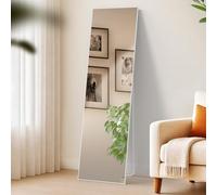 CLP Grande Specchio Benicia, Specchio da appoggio e Specchio da Parete in Un Unico Elemento, Specchio a Figura Intera con Cornice in Metallo, Colore:Bianco (Opaco), Dimensione:140x40 cm