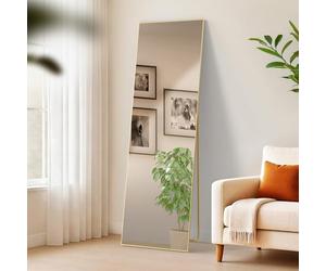 CLP Grande Specchio Benicia, Specchio da appoggio e Specchio da Parete in Un Unico Elemento, Specchio a Figura Intera con Cornice in Metallo Colore Oro Brillare Dimensione 160x50 cm