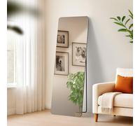 CLP Grande Specchio Gurnee, Specchio da appoggio e Specchio da Parete in Uno, Cornice in Metallo a Specchio a Figura Intera, Colore:Nero Opaco, Dimensione:150x50 cm